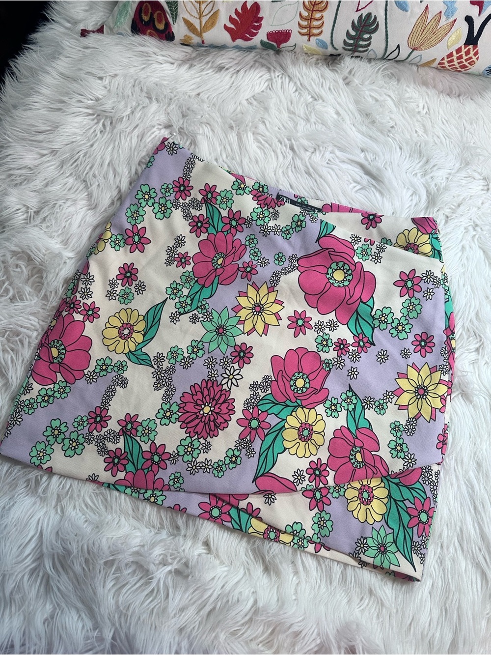 Zara • Pastel Colorful Only One Floral Tulip Hem Mini Skirt - Picture 10 of 11